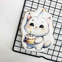 Пряник имбирный "Кот с ДР", 10*8см