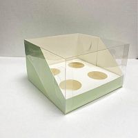 Коробка для 4 капкейков фисташковая, 16*16*10см
